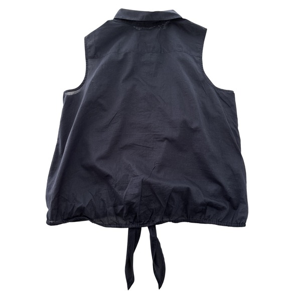 J Jill Linen‎ Blue Button Down Sheer Tie Elastic Waist Blouse Size 1X - Picture 4 of 9